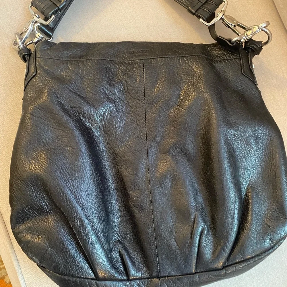 Margot Black Genuine Leather Crossbody Shoulder Handbag Snap Adjustable Strap